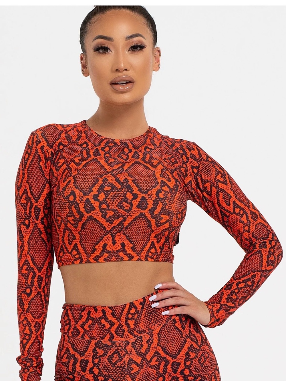 Lici Fit Bold Orange Snake-Print Set